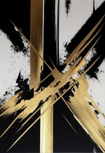Hedendaagse goud zwarte schilderij