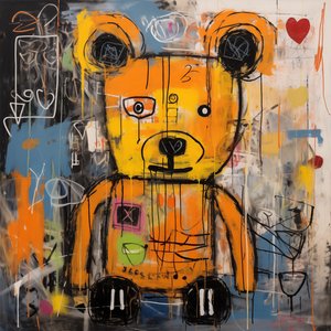 Decoratieve schattige beer, Jean Michel Basquiat stijl door F. Abderrahim