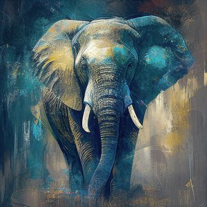 Olifant gezicht portret, canvas kunstafdrukken, dier muurdecoratie