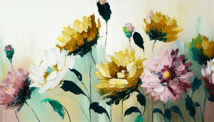 Bloemen stilleven op horizontaal canvas