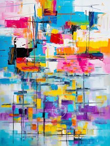 Vloeiende abstracte kunst schilderij Volledige kleuren, fijne kunstafdrukken