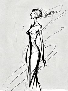 Meisjes silhouet lijntekening, minimalistische muurkunstafdrukken, kamerdecoratie door F. Abderrahim