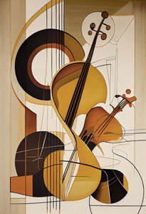 Muziek abstract, een viool olieverfschilderij, muurkunstafdrukken, slaapkamerdecor
