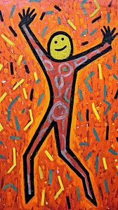 Naïef figuratief schilderij door F. Abderrahim