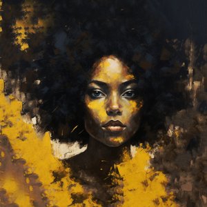 Portret penseelschilderij van een zwarte vrouw, hal- en woonkamerdecoratie door F. Abderrahim