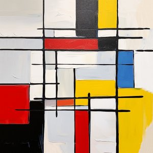 Abstract schilderij in de stijl van Piet Mondriaan
