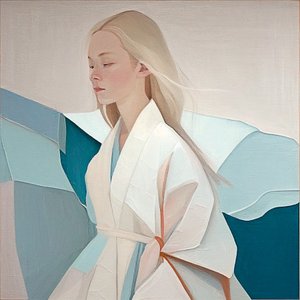Portret van een mooie blonde vrouw door F. Abderrahim