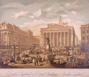 Bank of England en Royal Exchange, Londen door F Appel
