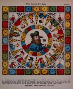 Spel van Schwarzer Peter, of Zwarte Peter, affiche gepubliceerd door Ackermann, Wissembourg