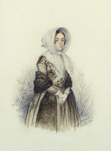 Portret van een Jonge Dame met een Hoed en Witte Handschoenen