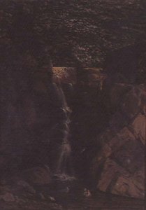 Waterval in een boslandschap door F. Famin