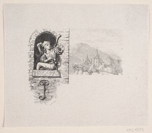 Vignet voor J. P. Jacobsens Gedicht, "De Page Hoog op de Toren Zat"