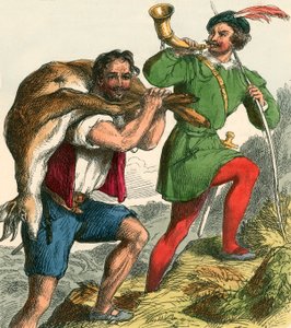 Robin Hood en Kleine Jan brengen het vette hert naar huis