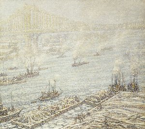 East River, New York, winter, ca. 1915