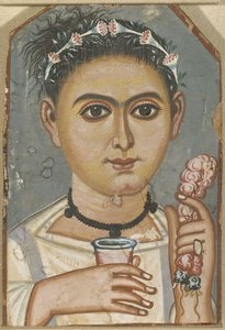 Jongen met een Bloemenguirlande in Zijn Haar, ca. 200-230 door Fayum mummy portraits