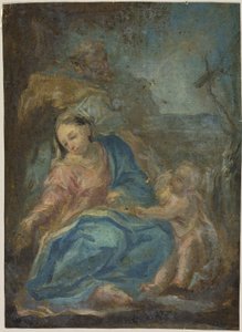 Rust tijdens de vlucht naar Egypte (recto); Madonna van de Rozenkrans (verso) door Federico Barocci