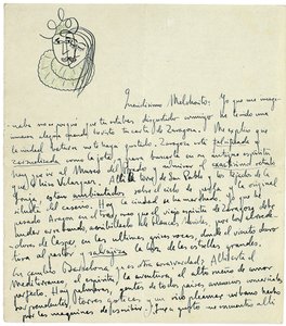 Handgeschreven brief aan Melchor Fernandez Alamgro, Granada, eind januari 1926 door Federico Garcia Lorca