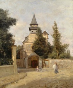 Kinderen buiten de kerk, door Federico Rossano (1835-1912)