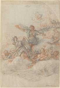 Engelen en putti in de wolken