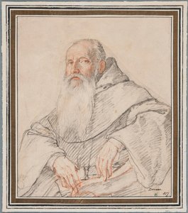 Portret van een bebaarde monnik door Federico Zuccaro