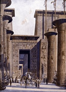 Reconstructie van de Tempel van Amon. Illustratie door F. Hoffebauer. 19e eeuw. door Fedor (1839 1922) Hoffbauer