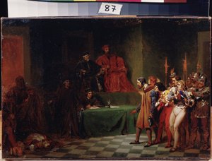 De mozaïekkunstenaars voor de raad van drie in Venetië door Fedor Andreevich Bronnikov