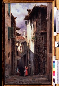 Straatscène in Bellagio, Italië door Fedor Andreevich Bronnikov
