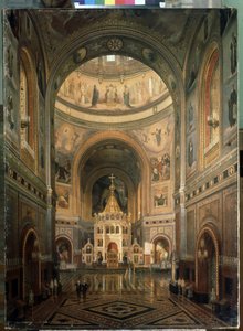 Interieur van de kathedraal van Christus de Verlosser in Moskou door Fedor Andreevich Klages