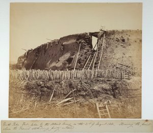Noord Taku Fort, 21 augustus 1860 (zw/w foto) door Felice Beato