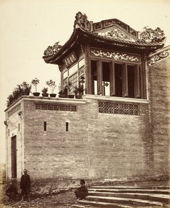 [Chinees koopmanshuis, Kanton, China]. door Felice Beato