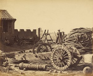 Interieur van Pehtang met het Magazijn en Houten Kanon, 1 augustus 1860
