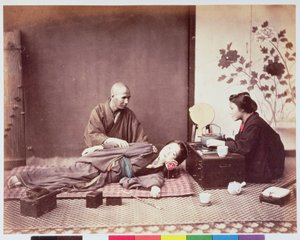 Japanse masseur, ca. 1890 (albumineprint)