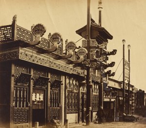 Winkels en straat, Chinese stad Peking, oktober 1860