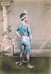 Getatoeëerde Japanse bruidegom betto, Japan, 1882 door Felice Beato