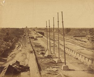 Top van de Muur van Antin Gate ingenomen door Britse en Franse troepen, 21 oktober 1860 door Felice Beato