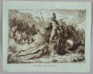Achilles sleept het lichaam van Hector door Felice Giani