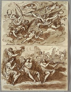 Engelen die Symbolen van Martelaarschap Dragen, Studie naar Domenichino door Felice Giani