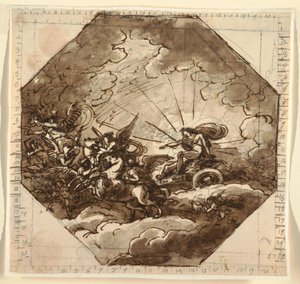 Apollo in zijn Strijdwagen met Aurora, Sala Ottogonale, Palazzo Milzetti, Faenza door Felice Giani