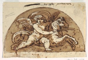 Ares, Lunet voor Plafond, Sala Ottagonale, Palazzo Milzetti, Faenza door Felice Giani