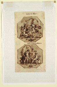 Geboorte van Bacchus; Banket van Bacchus en Ariadne door Felice Giani