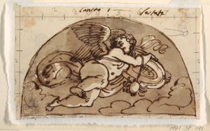 Kreeft, lunet voor plafond, Sala Ottagonale, Palazzo Milzetti, Faenza door Felice Giani