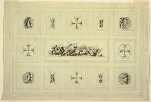Plafondkast gewijd aan oorlog, Palazzo Quirinale, Rome door Felice Giani