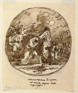 Plafondontwerp voor de wijding van Numa, Sala di Numa Pompilius, Palazzo Milzetti, Faenza door Felice Giani