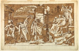 Tekening, Hades; Persephone in de onderwereld (offergave aan Proserpine), ca. 1820 door Felice Giani