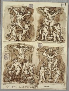 Vier Hermen, studies naar de Carracci door Felice Giani