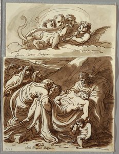 Vier putti maken muziek, Studie naar Lodovico Carracci; Christus, Studie naar Massari