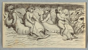 Fries met dolfijnen en putto door Felice Giani
