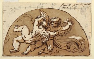 Tweelingen, Lunet voor Plafond, Sala Ottagonale, Palazzo Milzetti, Faenza