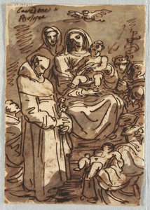 Heilige Drie-eenheid met de dode Christus in glorie naar Palma Giovane; Aanbidding der wijzen, Studie naar Lodovico Carracci door Felice Giani