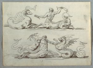 Zeecentaur vecht tegen zeemonster